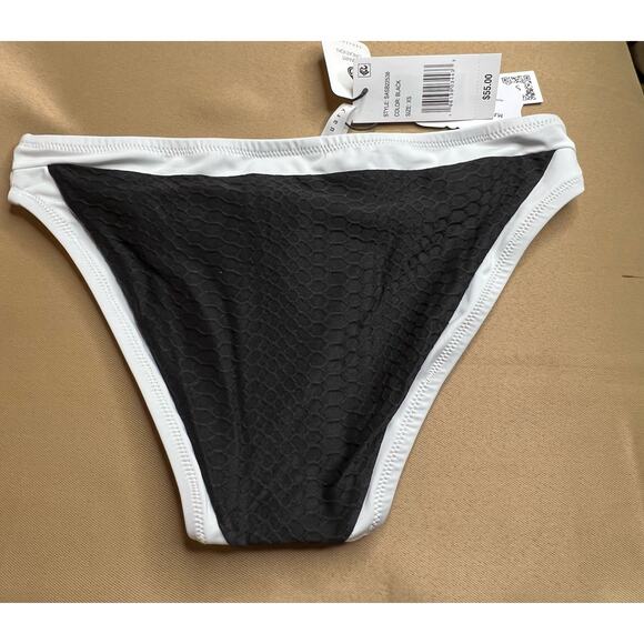 Sanctuary Black White Textured Bikini Swim Bottom XS NWT - Picture 3 of 6
